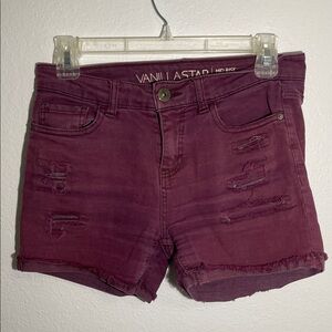 Vanilla Star Women's Plum Distressed Jean Shorts